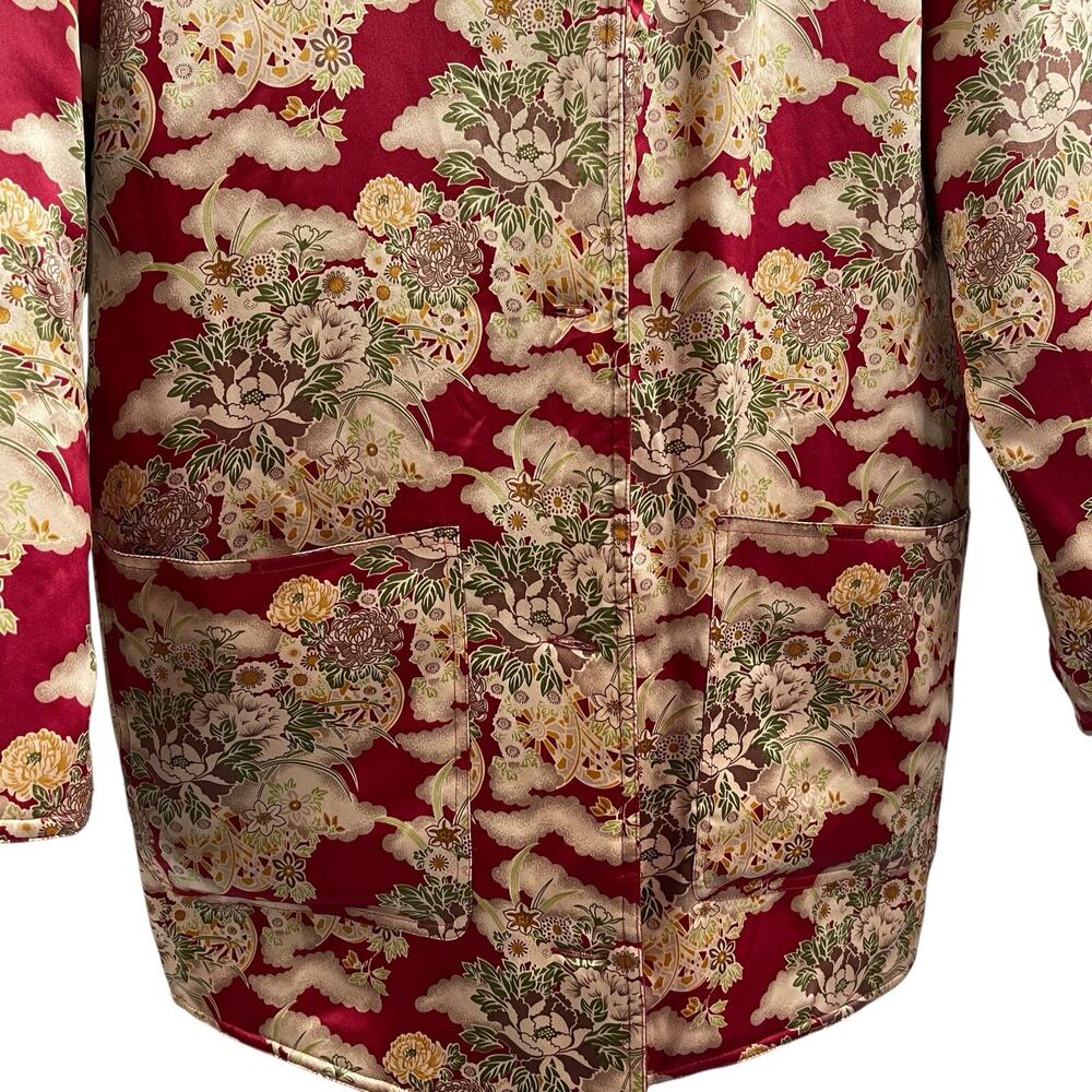 Carol Cohen Studio 100% Silk Jacket Reversible Red Floral Quilted S - Picture 3 of 9